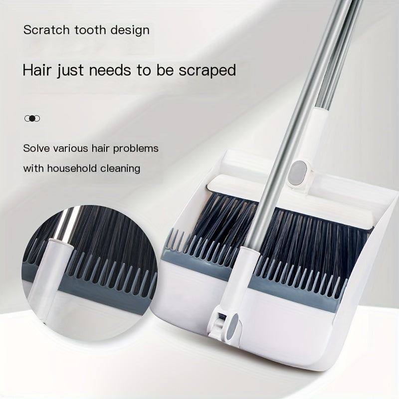 2pcs Set Of Brand New 3-in-1 Rotatable And Foldable Magnetic Suction Broom Dustpan Sweeping Set, Enlarged And Thickened Household Broom, Living Room, Bedroom Pet Hair Cleaning Broom, Non Stick Soft Hair Blue/orange/white Broo