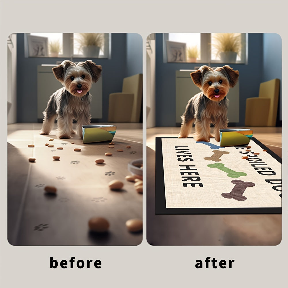 Absorbent Non-Slip Dog Feeding Mat, Quick Dry Polyester & Rubber Pet Bowl Mat, Waterproof Dog Food Mat for Cats and Dogs, Durable Pet Feeding Pad for Food and Water Bowls