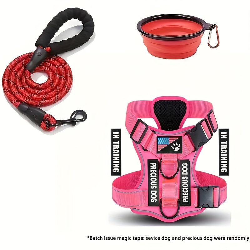Service Dog Harness And Leash Set with 1pc Folding Bowl