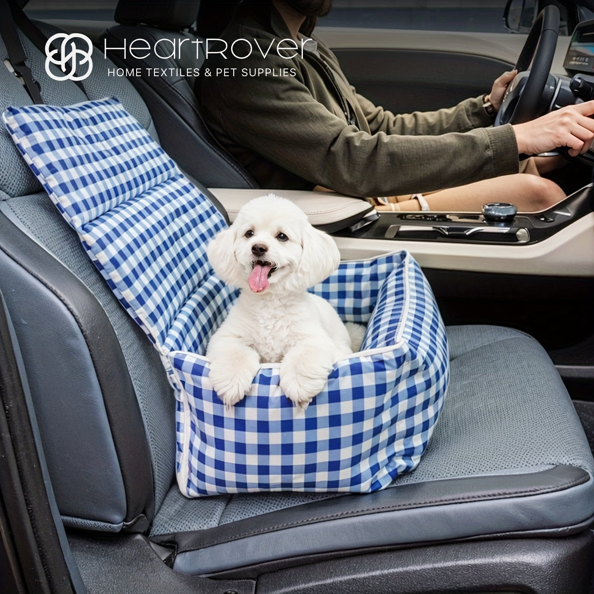 Dog Carrier Car Seat for Dogs & Cats - Portable Warm Travel Pet Bed with Safety Hook & Buckle, Handheld/Shoulder Strap, Fits Car Front/Back Seat, Suitable for Fall/Winter, Christmas Gift