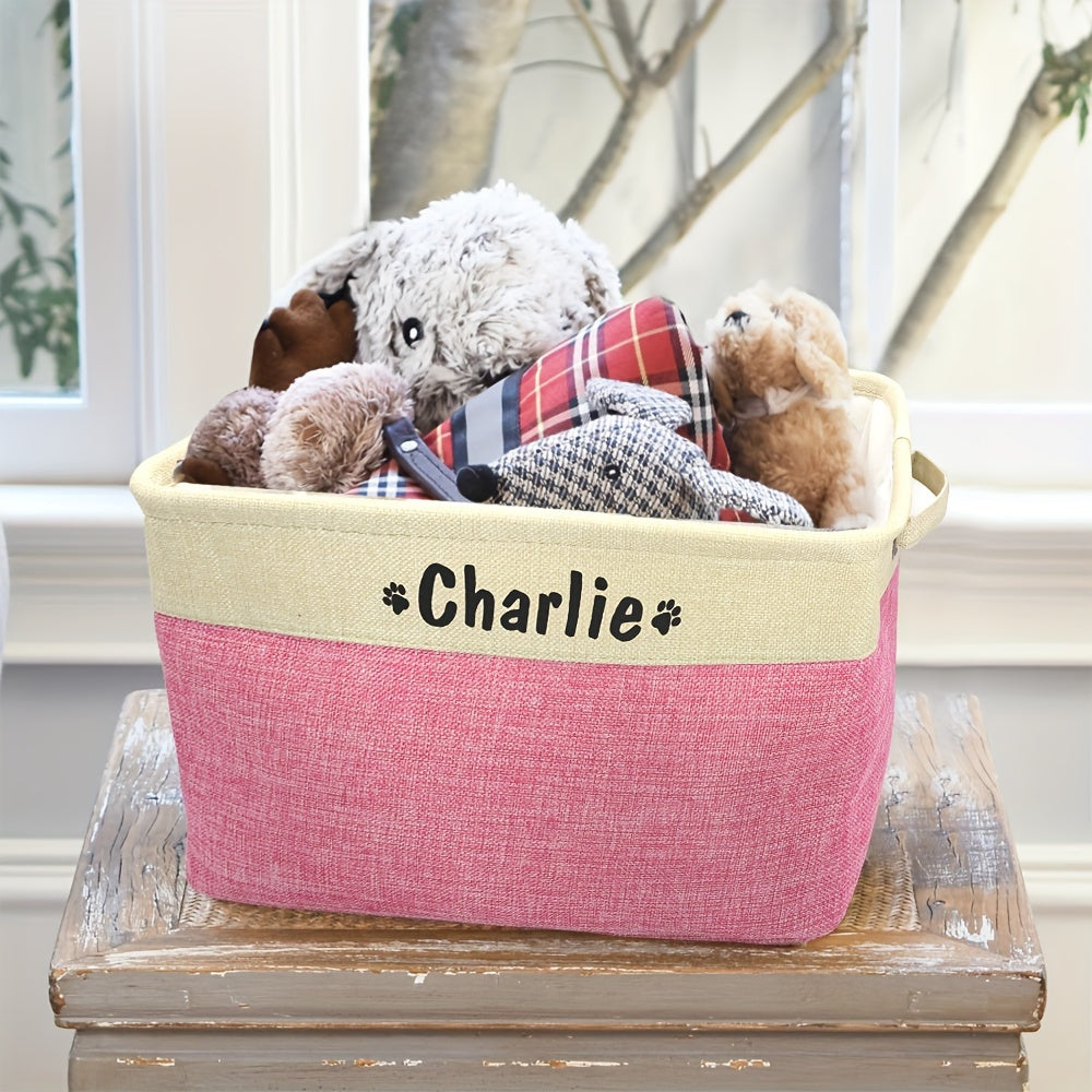 Foldable Pet Toy Storage Basket, Customizable Sturdy And Durable And Linen Storage Box, Without Battery