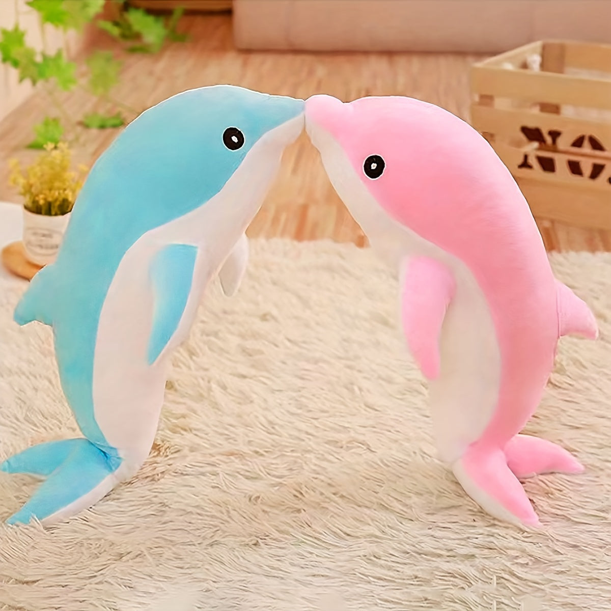 1pc Couple'S Dolphin Plush Toy - Soft and Durable Fabric Pet Toy for Interactive Play, Medium Breed Recommendation, Uncharged, No Battery Required