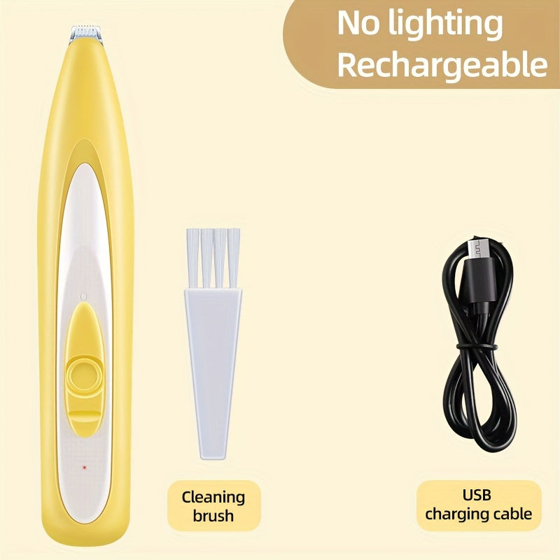 3 Colors USB Rechargeable Electric Pet Paw Hair Trimmer Clipper Kit, LED Illuminated Deep Trim, Lithium Battery - F1 Pet Grooming Tool