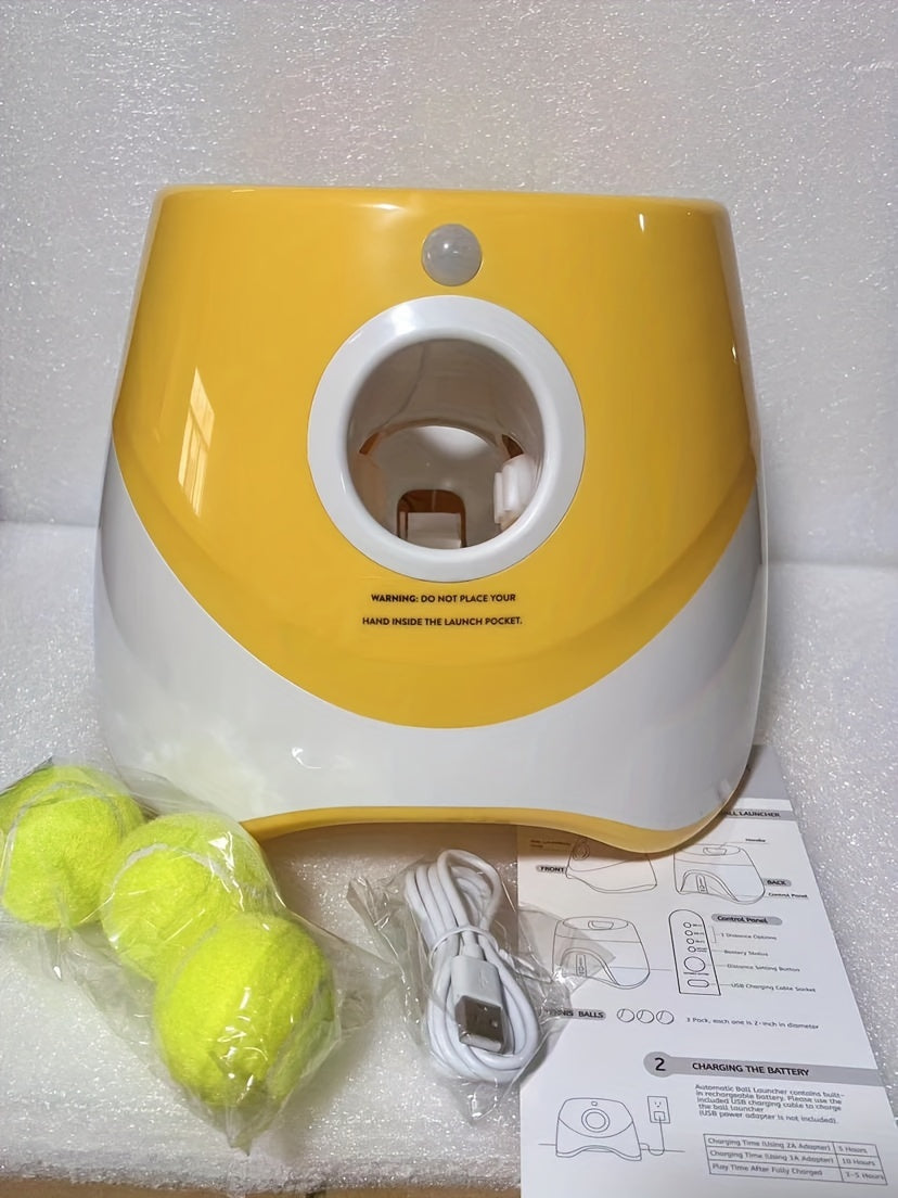 Outdoor Pet Automatic Tennis Ball Launcher - Dog Training Toys - Interactive Pet Toy for Fetch Training and Exercise