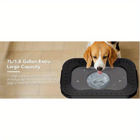 1.85gal Stainless Steel Dog Dish with Anti-Slip Base | Water-Resistant Structure, Sturdy Indoor/Outdoor Pet Feeding Station (Black)