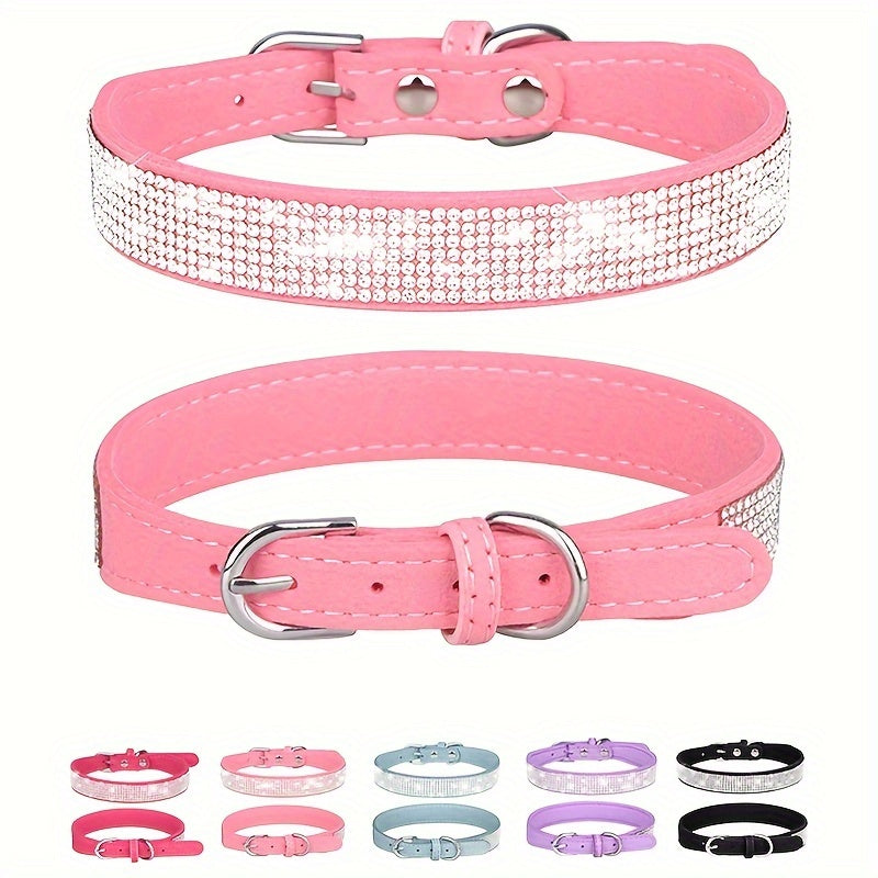 Sparkling Rhinestone Dog Collar with Leash