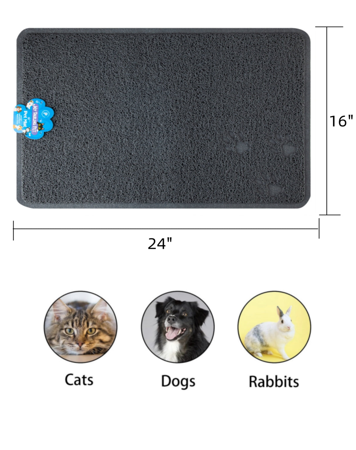 24"X"16" PVC Pet Feeding Mat Large for Dogs and Cats, Flexible and Easy To Clean Feeding Mat, Best for Non Slip Waterproof Feeding Mat.