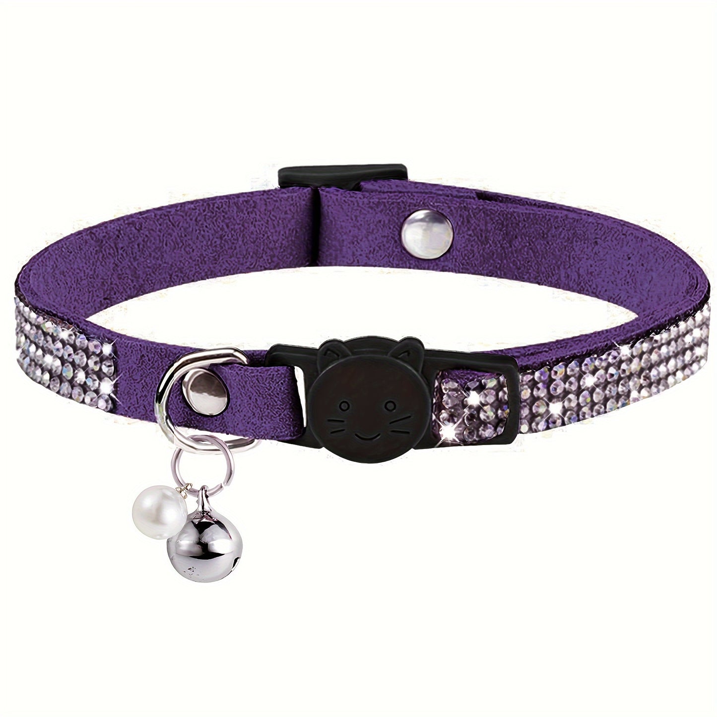 Rhinestone Cat Collar Breakaway with Bell, Precious Stone Cat Collar with Safety Buckle Quick Release for Individual Boy Small Kitten Pets Puppy, Cute Soft Female Male Cat Collars