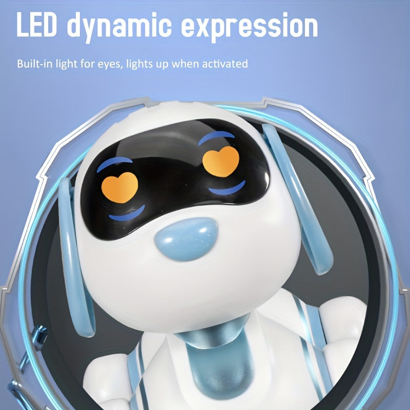 GRAXGROW Smart Robot Dog - Interactive RC Toy with Infrared Remote, Programmable Stunts, Music & Dance, USB Rechargeable, Blue with White Accents, Durable ABS, Ideal for Youngsters 3+ | Engaging Early Learning Toy, Interactiv