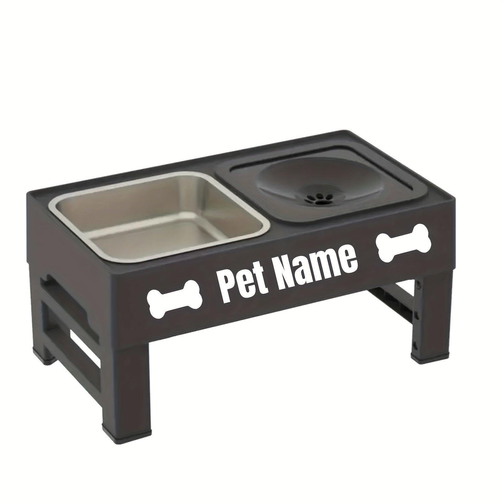 1pc Customizable 2-in-1 Adjustable Raised Dog Bowls with No Spill Design - Stainless Steel & Plastic, Ideal for Small, Medium, Large Dogs & Cats, Elevated Pet Feeding Station, Pet Feeding Station | Customizable Pet Accessorie