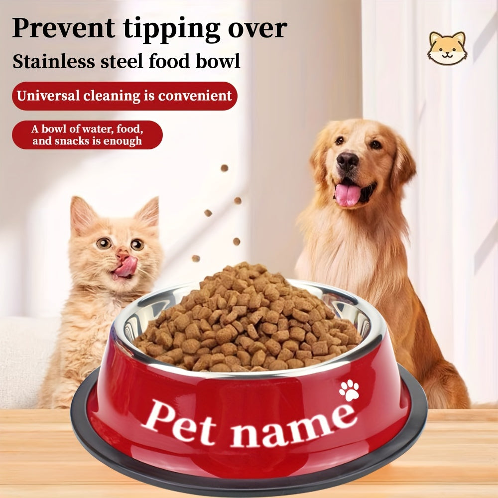 Stainless Steel Non-Slip Pet Bowl - Custom Engraved with Personalized Name - Ideal Memorial Gift for Pet Owners, Tip-Resistant, Stylish Pet Dish, Dog Memorial Items