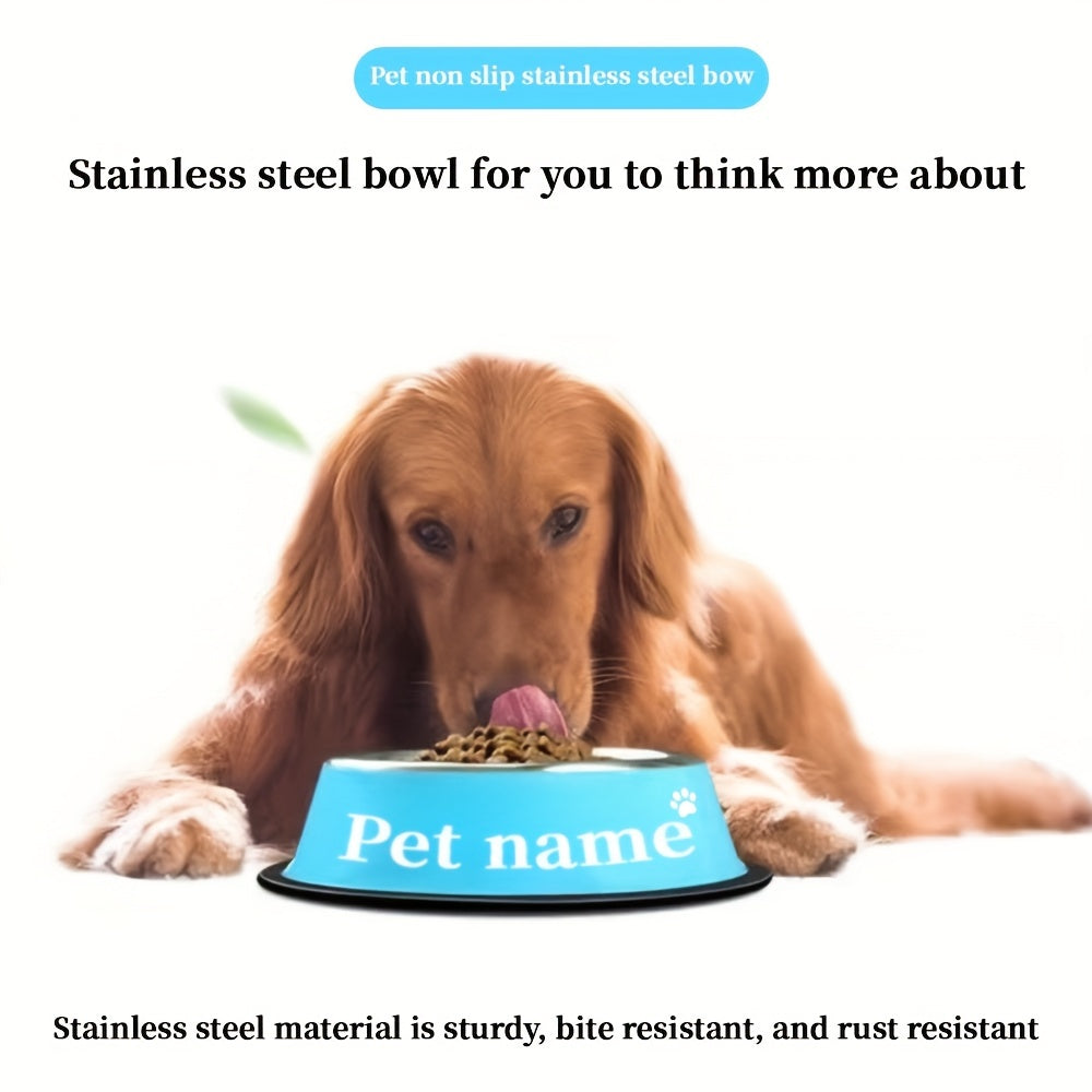 Stainless Steel Non-Slip Pet Bowl - Custom Engraved with Personalized Name - Ideal Memorial Gift for Pet Owners, Tip-Resistant, Stylish Pet Dish, Dog Memorial Items