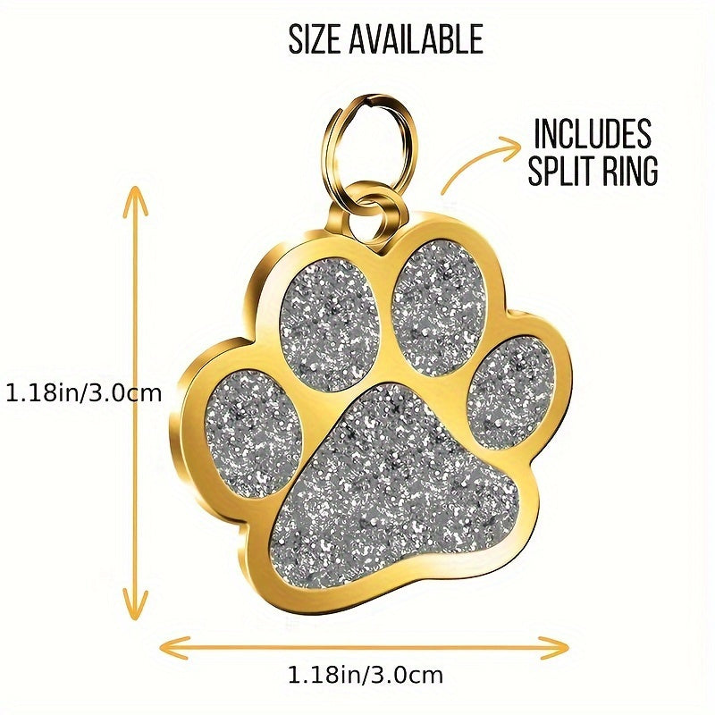 Personalized Cat Dog Puppy Pet ID Name Pendants, Custom Dog Cat Tags, Collar Tag Pendant Pet Accessories Paw Glitter Pendant, Perfect Gift For Your Pet