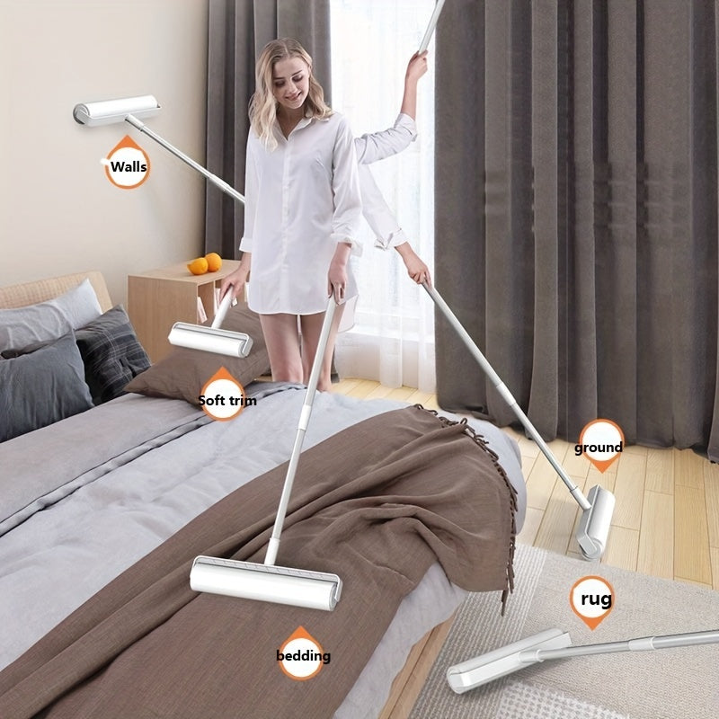 Long Bar Handle Sticky Hair Maker - 9.45inch/7.48inch Diagonal Tear Design Pet Hair Removal Roller for Sofa Carpet Dust Cleaning with Sticky Tearable Paper Brush