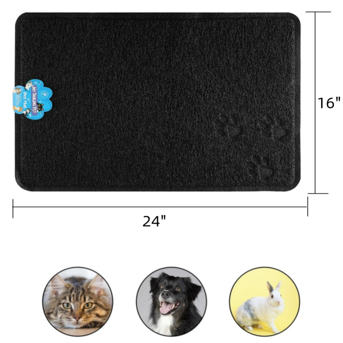 24"X"16" PVC Pet Feeding Mat Large for Dogs and Cats, Flexible and Easy To Clean Feeding Mat, Best for Non Slip Waterproof Feeding Mat.