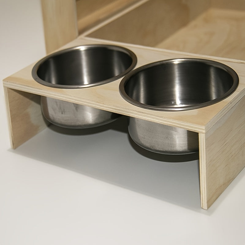 Small Pet Feeding Station with Hay Rack, Cat Litter Box & Dual Bowls - Ideal for Rabbits and Guinea Pigs