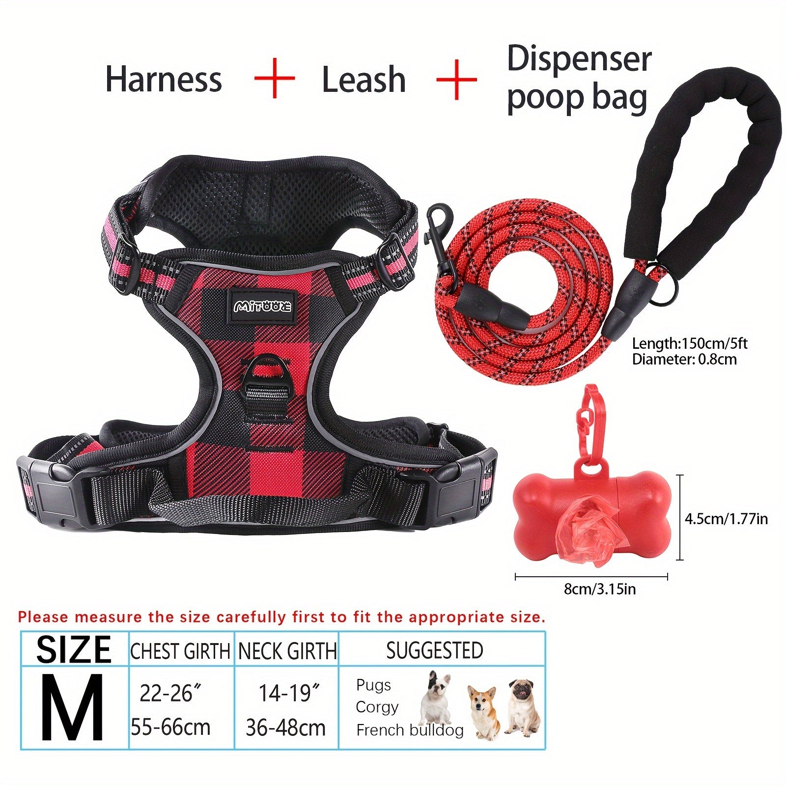 dog harness and leash set