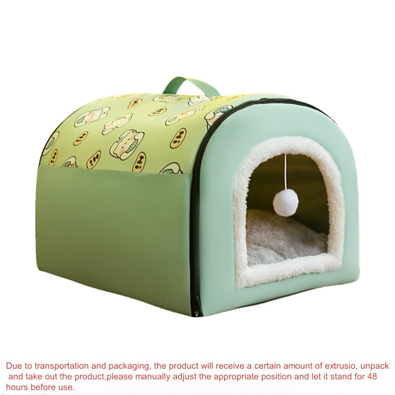 Cozy All-Season Dog House - Washable, Warm Pet Bed for Small to Large Breeds - Cartoon Design
