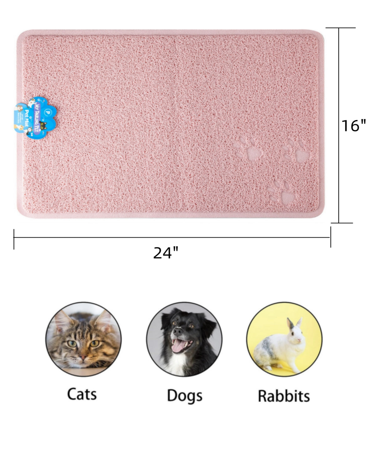 24"X"16" PVC Pet Feeding Mat Large for Dogs and Cats, Flexible and Easy To Clean Feeding Mat, Best for Non Slip Waterproof Feeding Mat.