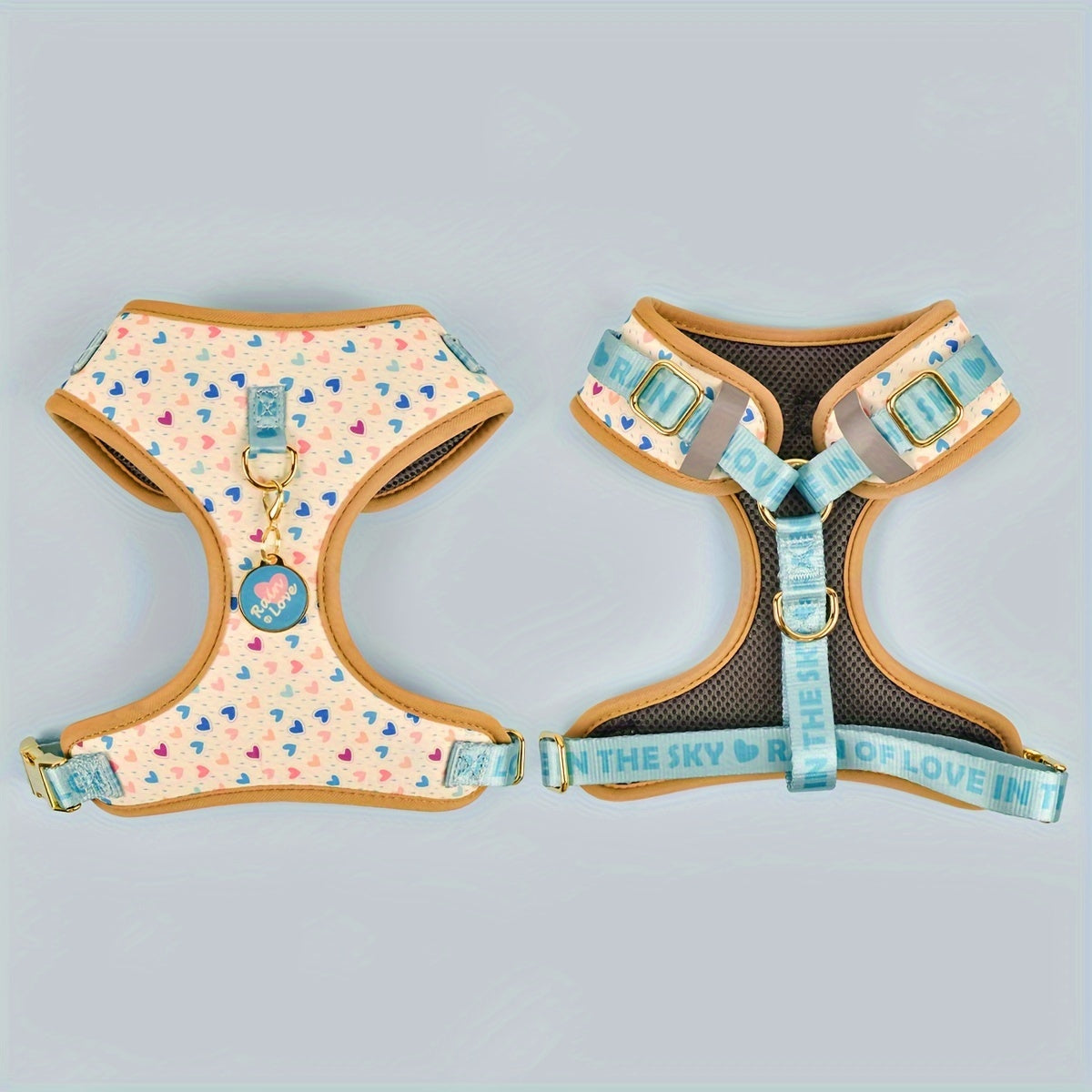 Luxury Golden Metal Clasp Fashion Printed Pet Harness