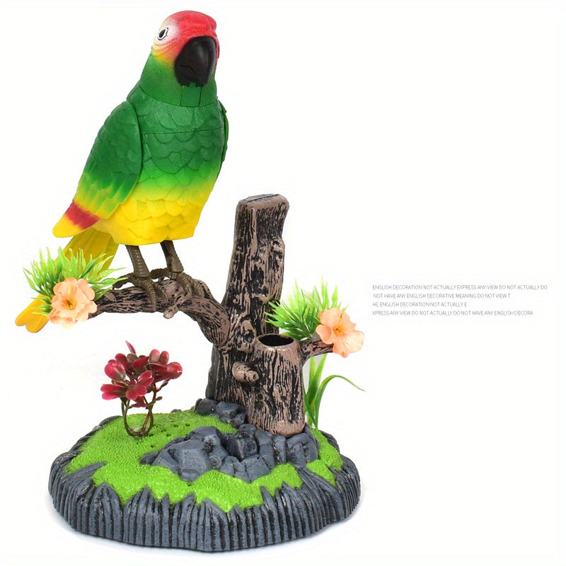 Simulation Voice-activated Bird Decoration Display Electric Induction Parrot Can Call And Move Birdcage Electronic Pet Toy