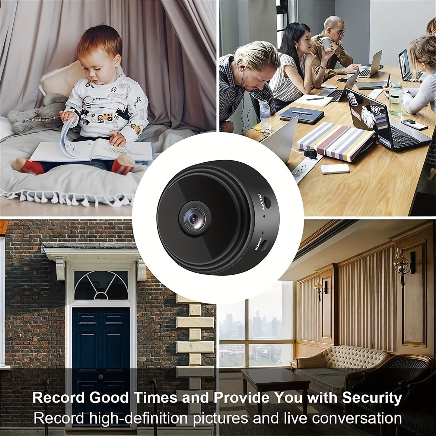 Mini Wireless Camera, 480P HD, USB Rechargeable with Built-in Lithium Polymer Battery, Magnetic Back Cover, Non-Waterproof, for Home, Pet, Car Surveillance, Supports AP Mode & Remote Monitoring