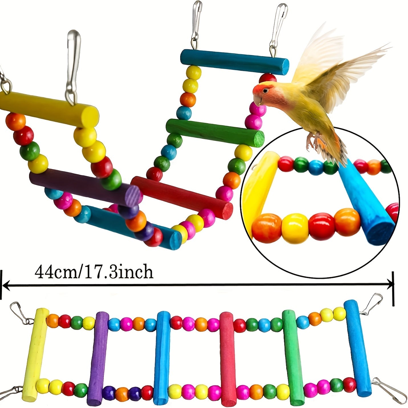 7pcs Bird Toy Set Colorful Pet Parrot Toys Swing Chewing Hanging Cage Toy With Bell Bird Cage Accessories