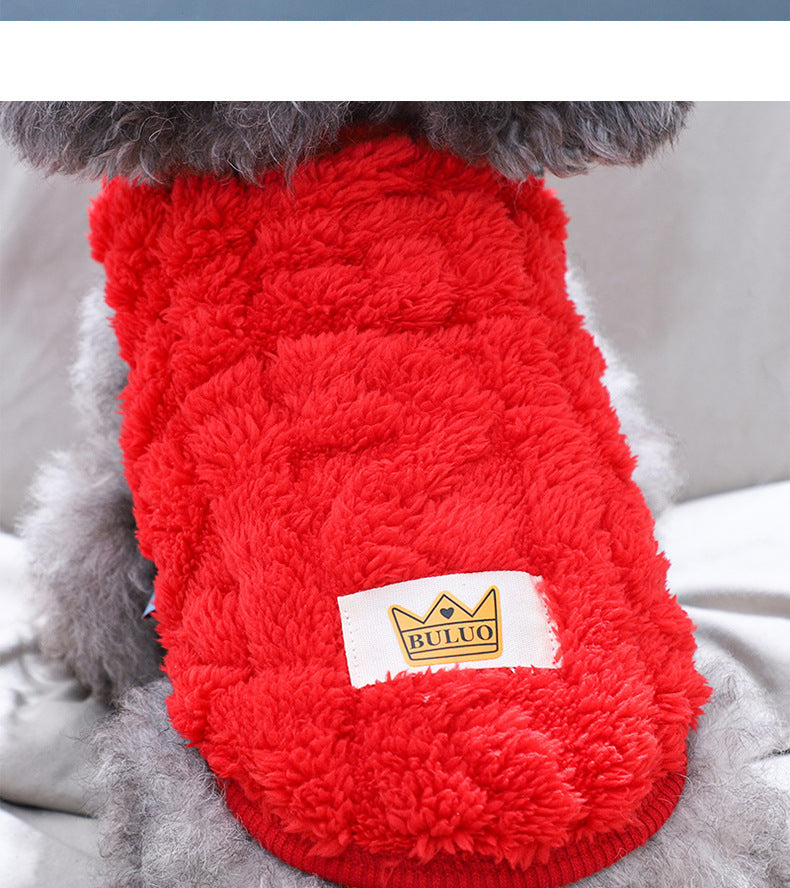 4pcs Dog Sweaters - Cute Fleece Pullover Coats with Wavy Double-Sided Design, Warm Winter Outfits for Small & Medium Dogs & Cats, Soft Polyester Pet Apparel in Light Blue, Red, Yellow, White, Dog Sweater, Pet Winter Wear, Pla
