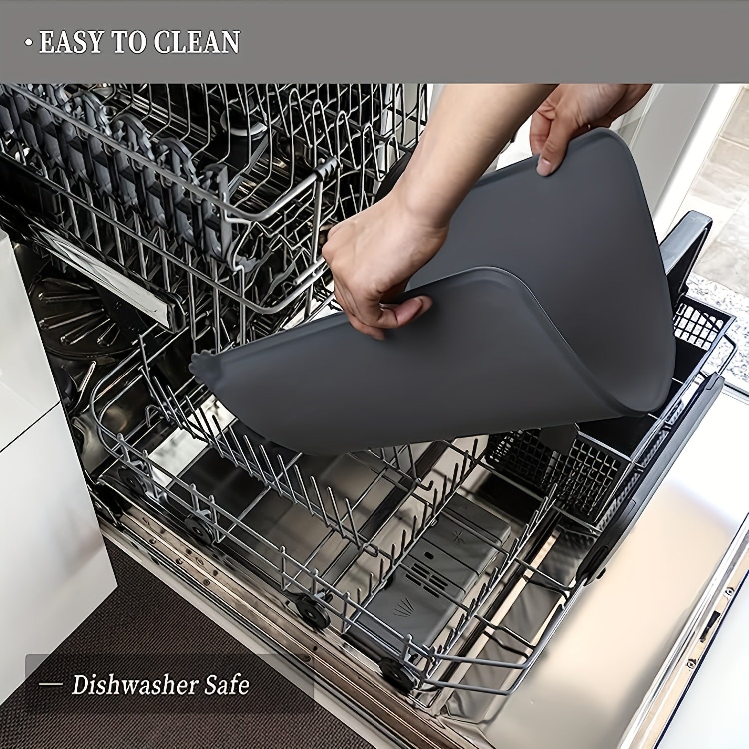 Waterproof Silicone Dog Bowl Mat, Non-Slip Leak Proof Pet Feeding Placemat With Raised Edges For Easy Clean Up