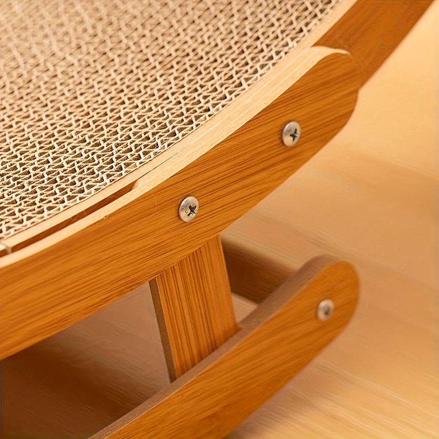 Large Elevated Recycled Wood Cat Hammock with Durable Sisal Scratching Board