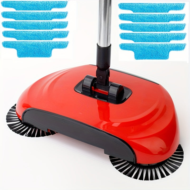 1set, 3 In 1 Multifunctional Hand Push Sweeper, Vacuum Cleaner, Hand Push Sweeping And Moping Machine, To Remove Garbage, Pet Hair And Dust, Dry And Wet Use, Suitable For Hardwood Ceramic Tiles, With 1/2/5/10 Cloth, Cleaning