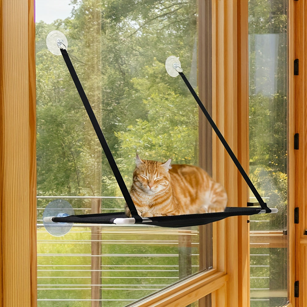 Polyester Cat Hammock for Window, Indoor Cat Perch, Resting Pet Bed, Mounted Cat Shelf, Space-Saving Window Seat for Large Cats, with Easy Assembly, for Kittens and Cats
