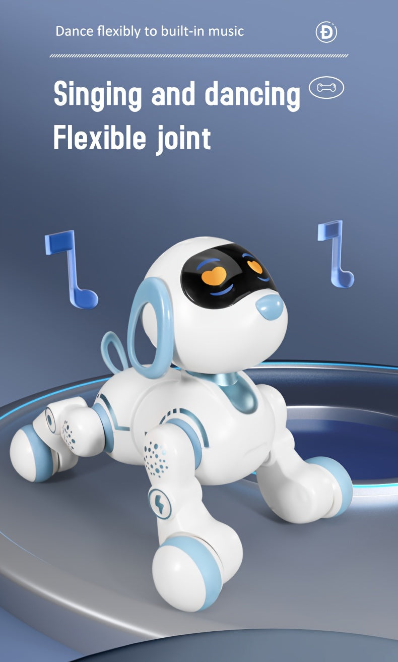 GRAXGROW Smart Robot Dog - Interactive RC Toy with Infrared Remote, Programmable Stunts, Music & Dance, USB Rechargeable, Blue with White Accents, Durable ABS, Ideal for Youngsters 3+ | Engaging Early Learning Toy, Interactiv
