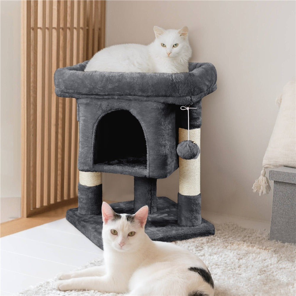 Costoffs 23.5in Cat Tree Tower, 2-Level Cat Condo with Sisal-Covered Scratching Posts, Cozy Pet Furniture, Halloween Cat Furniture for Indoor Kittens and Cats