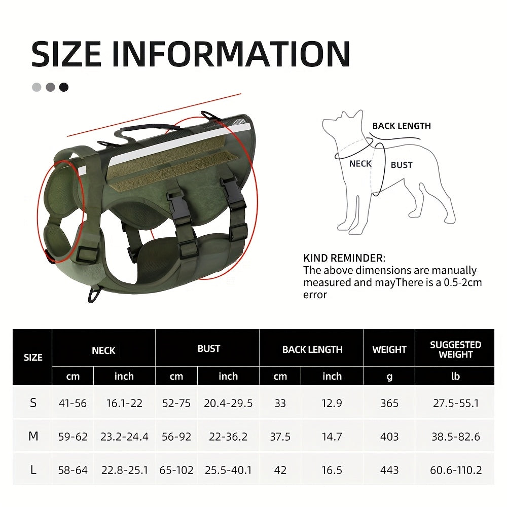 1pc Service Dog Harness, Reflective Dog Vest Harness, Adjustable Soft Oxford Pet Harness, Inner Layer Mesh, Breathable and comfortable, Easy to Control for Small Medium Large Dogs Random Buckle