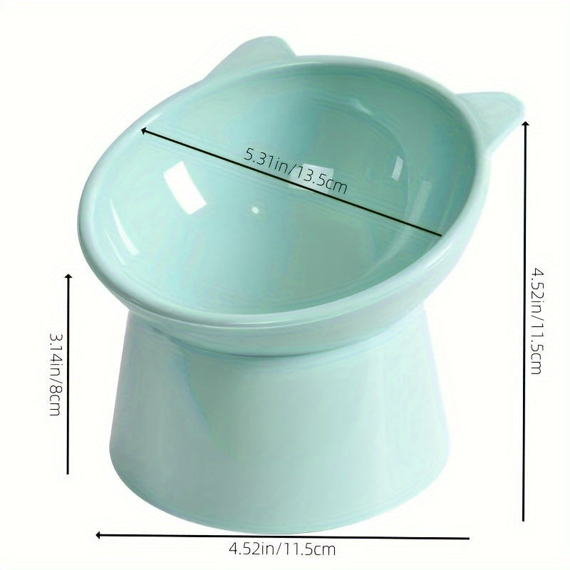 Ergonomic Elevated Cat Bowl – Angled & Raised Feeder for Neck Comfort – Sturdy Plastic, Non-Slip Design – Ideal for Food & Water, Perfect for Household Pets