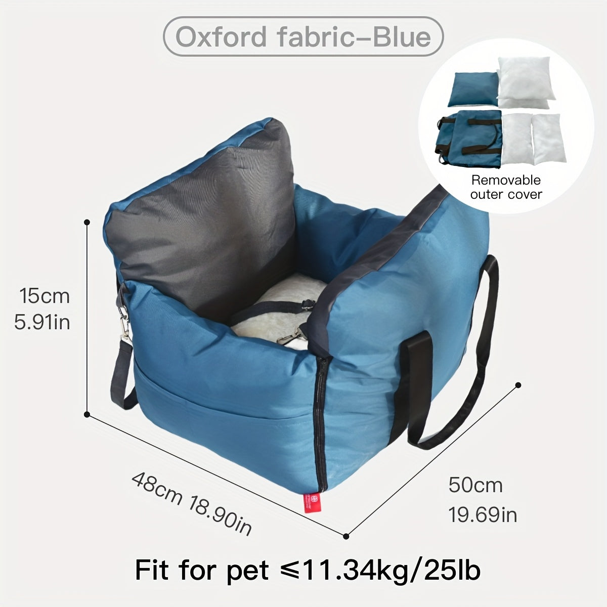 Dog Carrier Car Seat for Dogs & Cats - Portable Warm Travel Pet Bed with Safety Hook & Buckle, Handheld/Shoulder Strap, Fits Car Front/Back Seat, Suitable for Fall/Winter, Christmas Gift