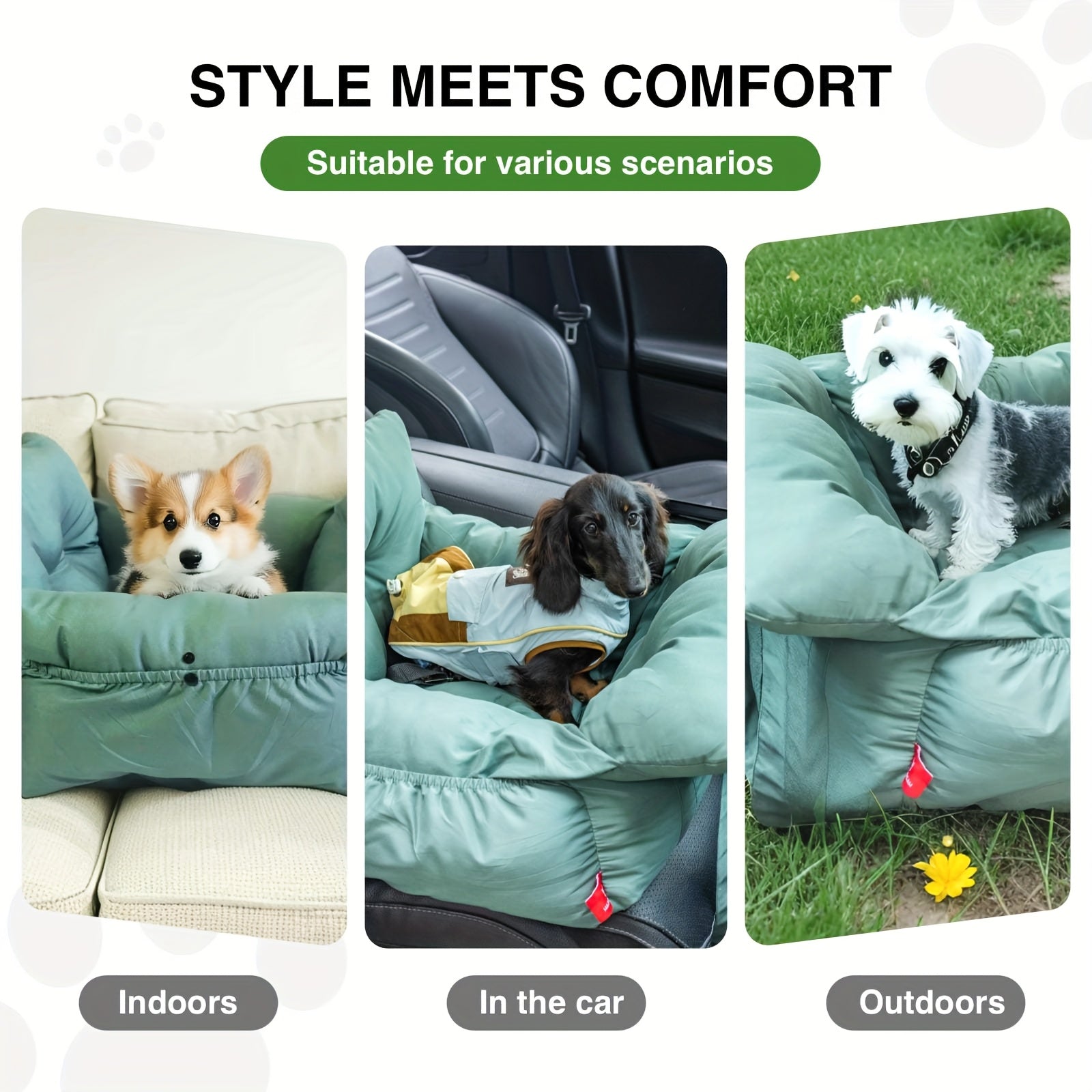 Dog Carrier Car Seat for Dogs & Cats - Portable Warm Travel Pet Bed with Safety Hook & Buckle, Handheld/Shoulder Strap, Fits Car Front/Back Seat, Suitable for Fall/Winter, Christmas Gift