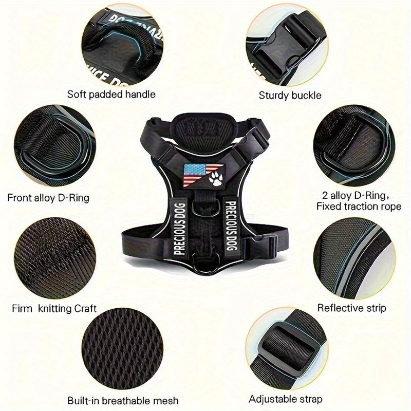 Service Dog Harness And Leash Set with 1pc Folding Bowl