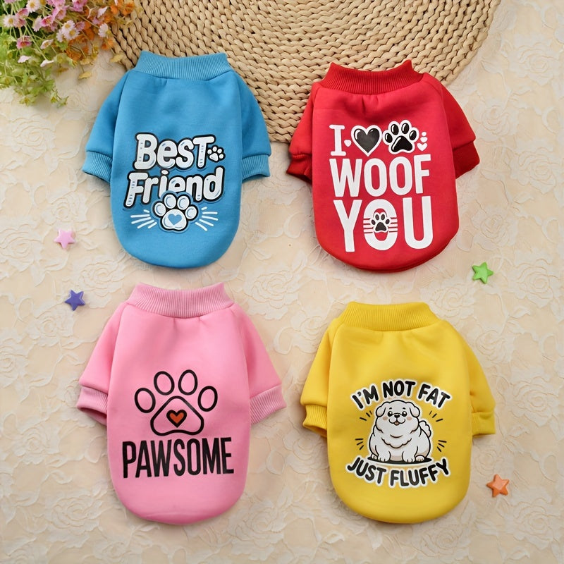 1pc Cozy Fleece Dog Sweatshirt - Patriotic & Fun Prints, Machine Washable, All-Season Pullover Pet Apparel for Small, Mini & Toy Breeds, Woven Polyester, Christmas Holiday Outfit for Yorkie, Maltese, Bichon, Pomeranian, Chihu