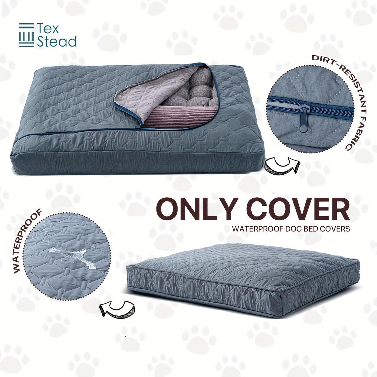 1pc & Machine Washable Dog Bed, Anti-Leakage Removable Dark Gray Pet Bed Cover, Dog Bed Protector Rainbow Dog Paw Furniture Cover for Extra Large, Large, Medium, Small Dogs
