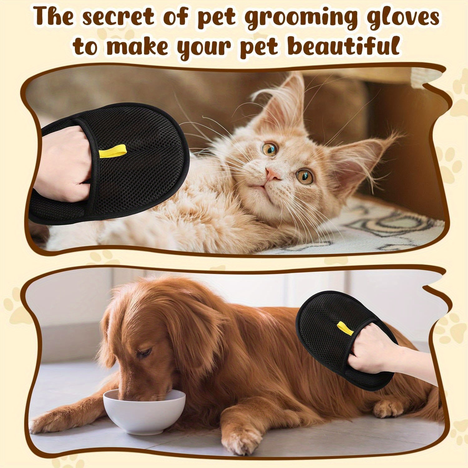 Reusable Pet Hair Removal Gloves for Cats & Dogs - Manual Lint Brush for Furniture, Bedding, Clothing | Static Fabric Gripper, Battery-Free Pet Grooming Tool & Home Cleaning Accessories