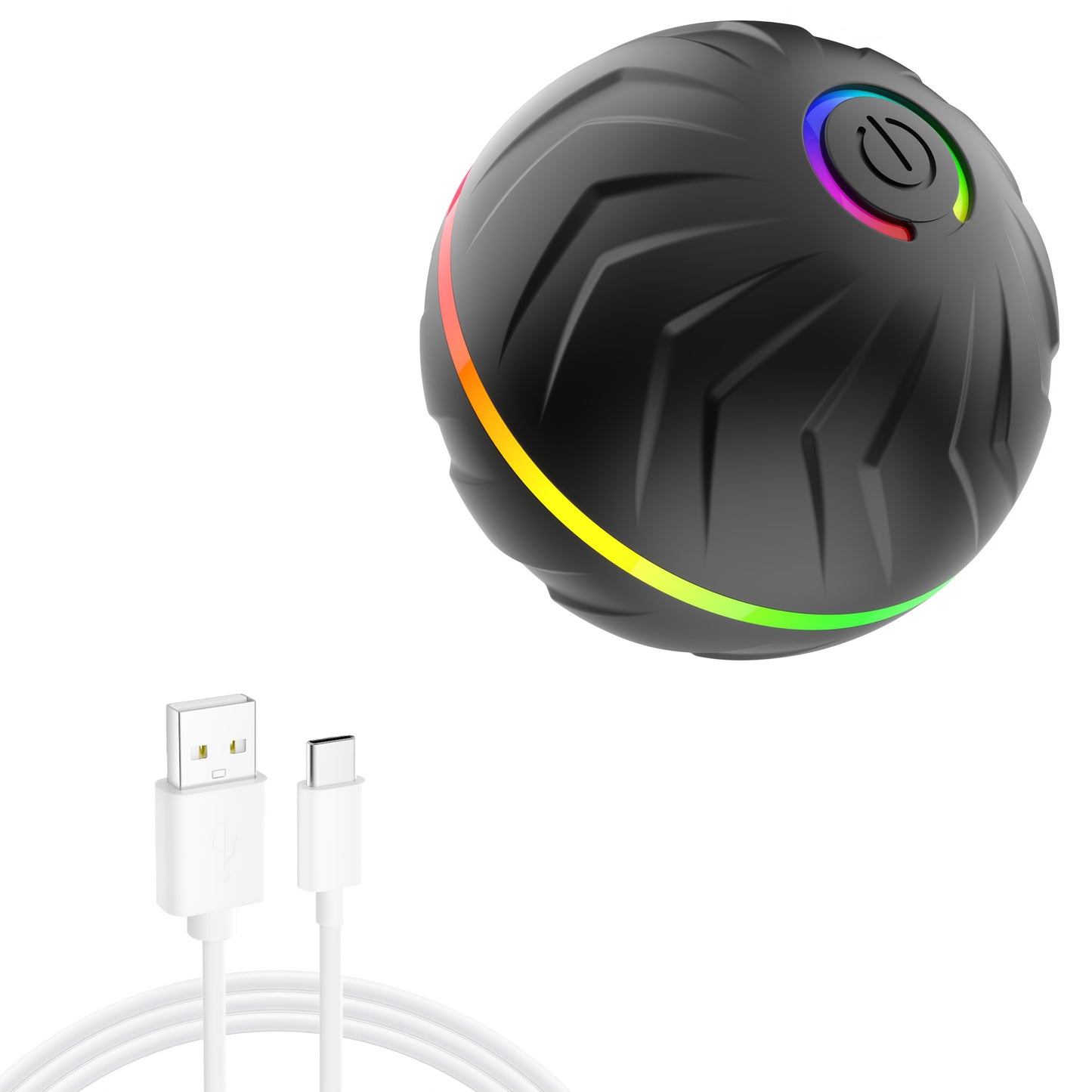 PETGRAVITY Motion-Activated Dog Bouncing Ball, 6. 6cm/2. 62in, USB Rechargeable Lithium Polymer Battery, Interactive Pet Toy for All Breed Sizes, Durable Thermoplastic Rubber, Striped Pattern