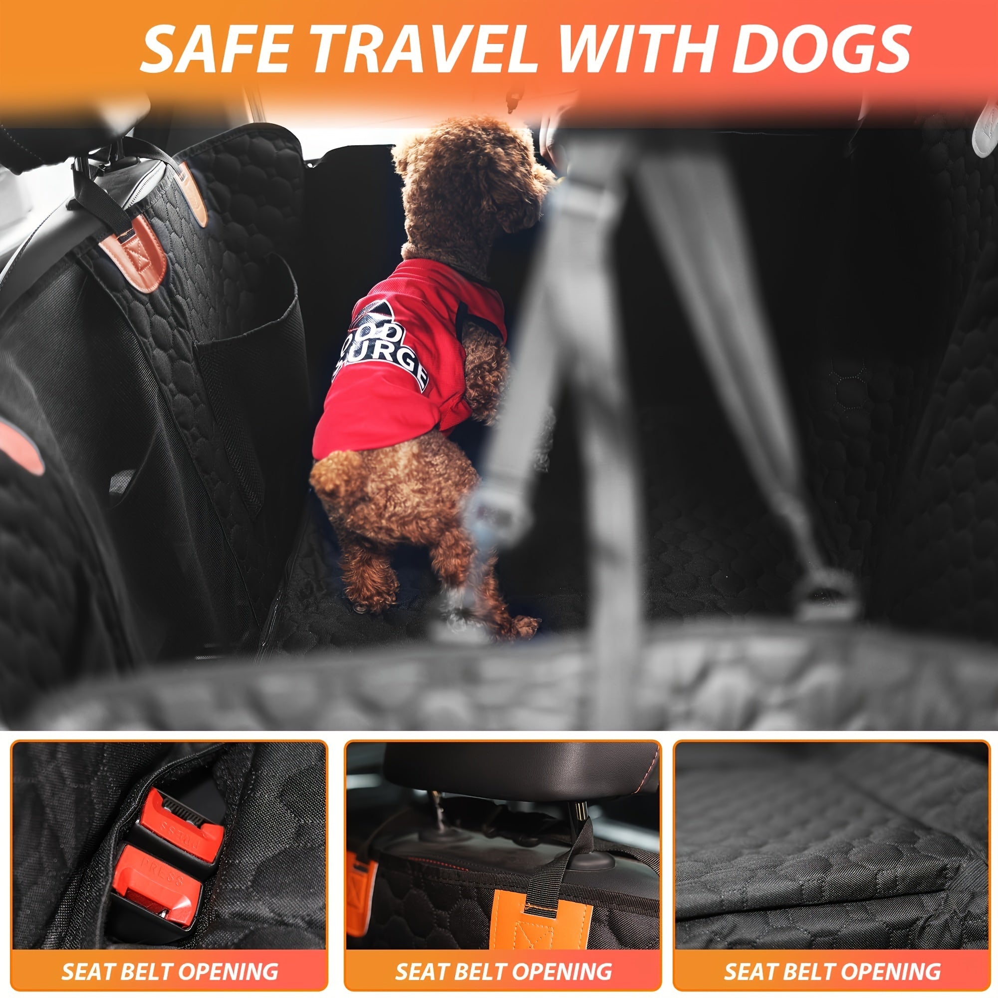 1pc Durable Waterproof Polyester Oversized Car Seat Cover, Portable Folding Pet Bed, Dog Hammock Backseat Extender, Fits Most Cars, SUVs & Trucks, Pet Travel Accessories