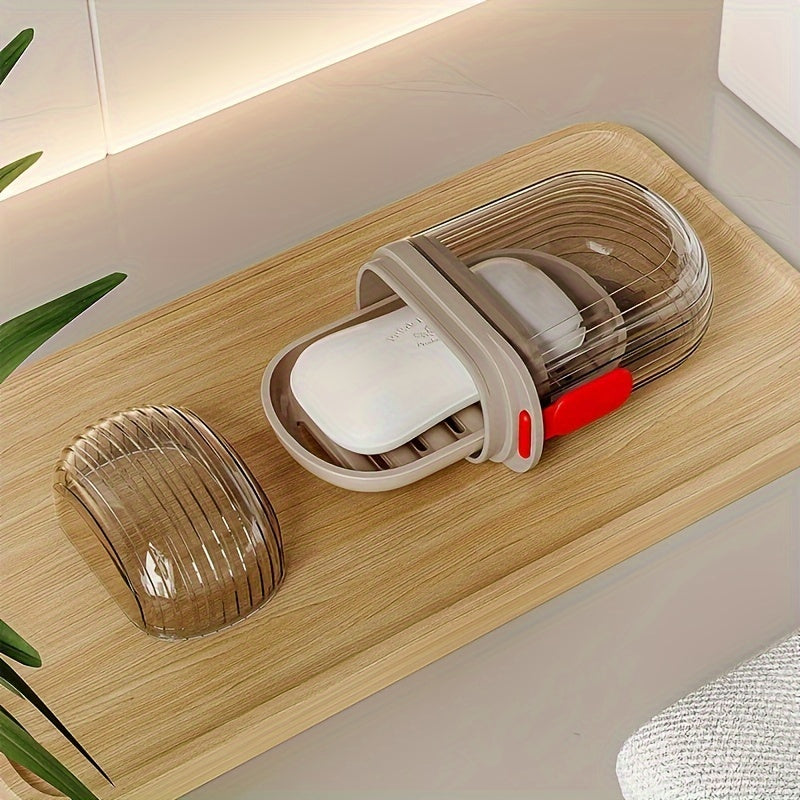 Durable PET Portable Travel Soap Dish - Sealed, Drainable Design with Lid for Business Trips & Outdoor Use, Mini Storage