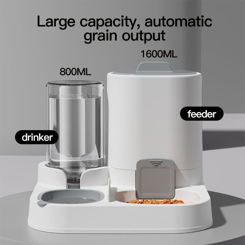 New 1pc Cat Two-in-One Automatic Feeder and Waterer, Pet Bowl Dog Basin Universal Pet Supplies