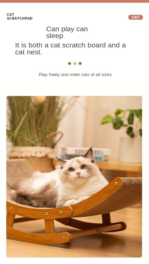 Large Elevated Recycled Wood Cat Hammock with Durable Sisal Scratching Board