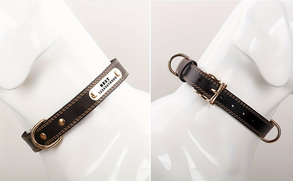 Personalized Dog Collar with Custom Engraving, Adjustable Pet Collar with Durable Buckle, Elegant Accessory for Small to Large Dogs