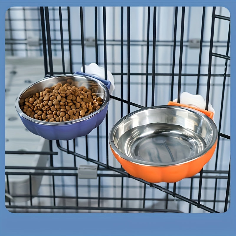 Pumpkin Shaped Stainless Steel 1pc Hanging Pet Food Bowl - Movable And Lifting Carrier Bowl For Rabbit, Mouse, Hamster, Bird, Squirrel, Cat - Pet Feeding Supplies