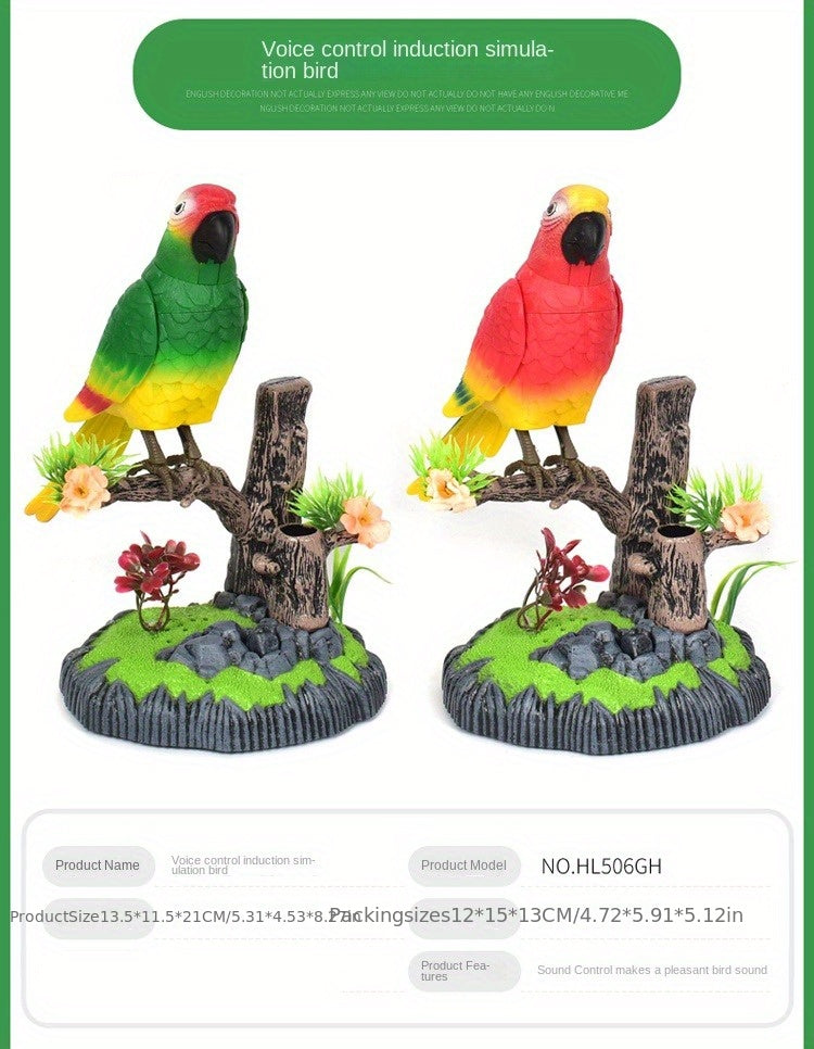 Simulation Voice-activated Bird Decoration Display Electric Induction Parrot Can Call And Move Birdcage Electronic Pet Toy